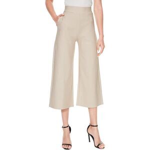 Tsful Wide Leg Pants size small beige Capris Trousers High Waisted  Business Cas